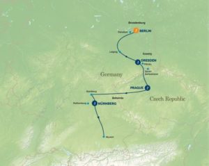 Map of the Bohemiam Christmas Markets Tour